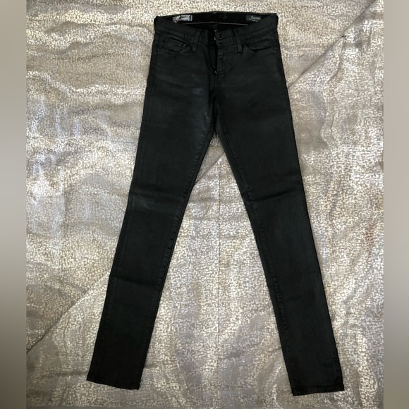 Red engine Cayenne Low rise skinny Jeans, Black coated, size 30 - Picture 2 of 8